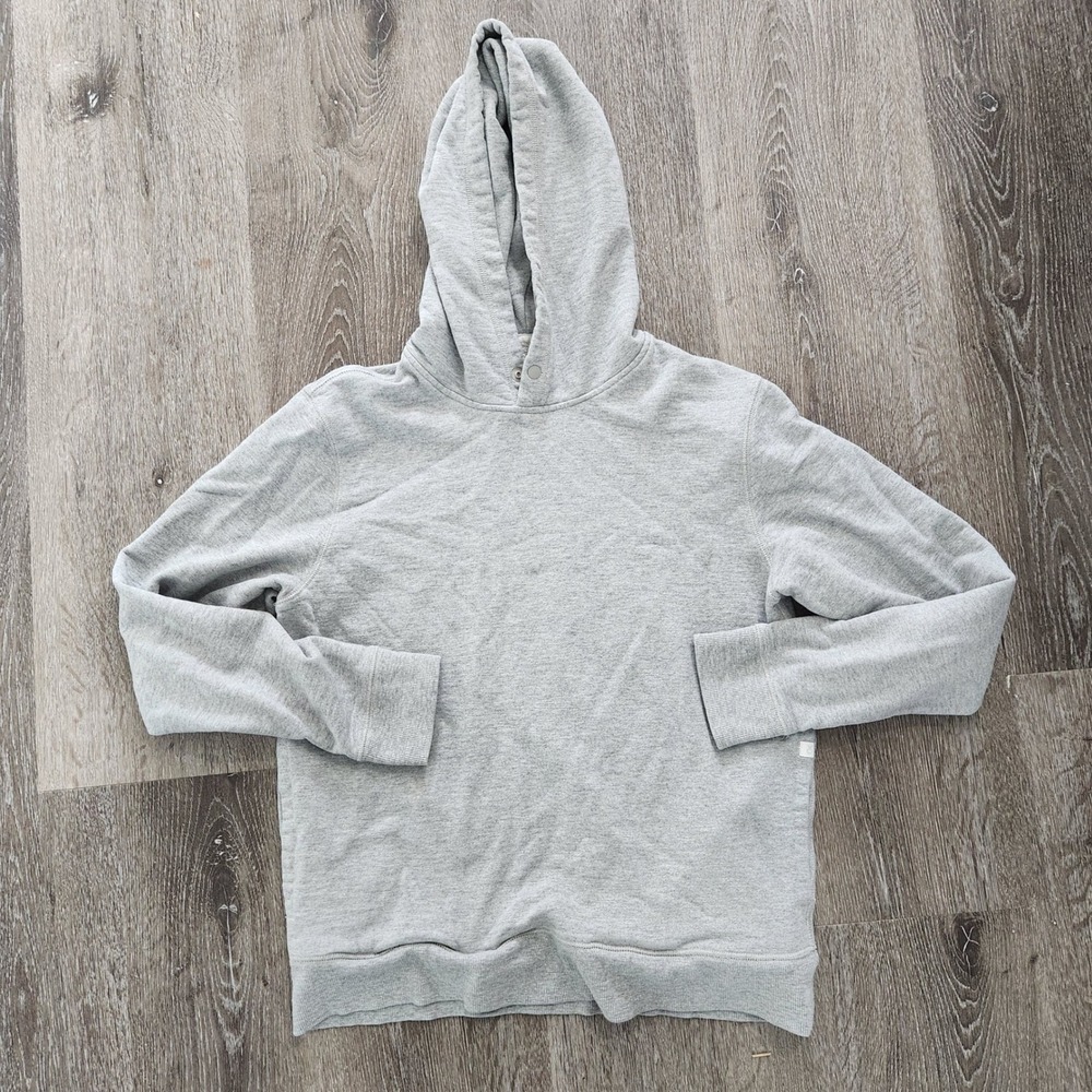 Outerknown Hightide Hoodie Mens Heather Grey Snap Neck Pullover Sweatshirt
